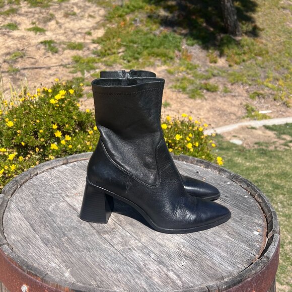 Zara Black Block Heeled Booties - Size 41 - 10 - Picture 2 of 12